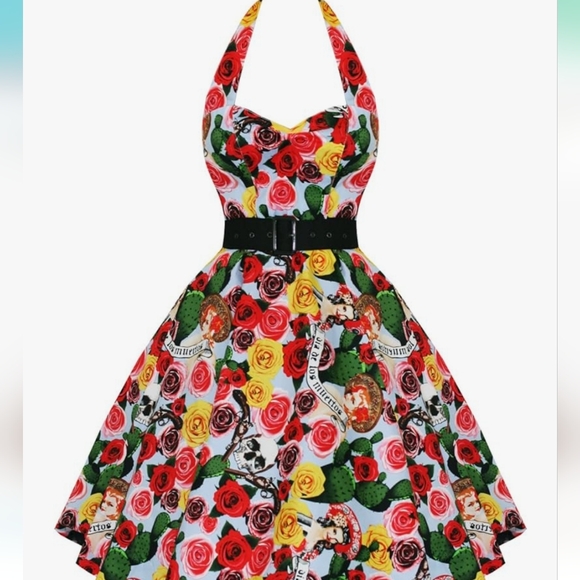 Hell Bunny Dresses & Skirts - Hell Bunny Vixen Day of the Dead Halter Dress